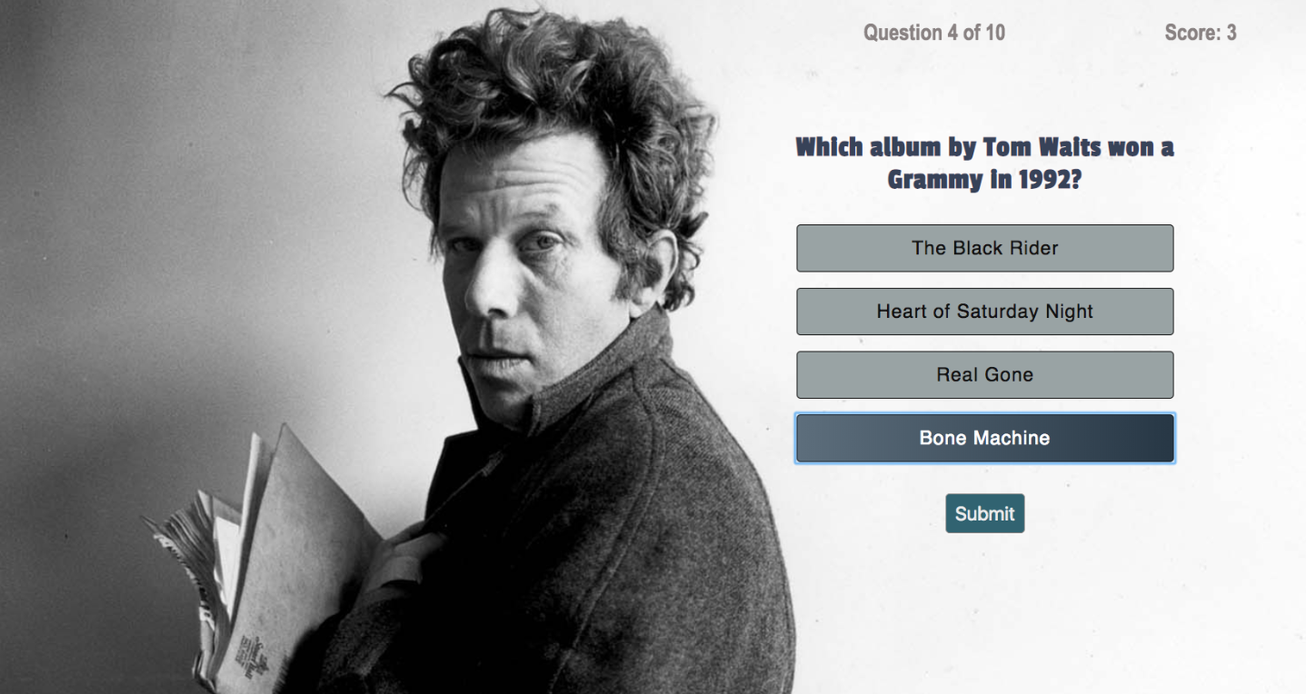 tom waits quiz screenshot